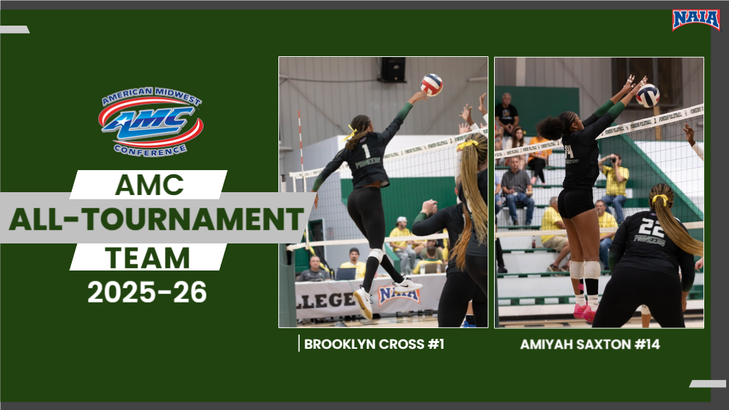 Juniors Cross and Saxton Named to AMC Volleyball All-Tournament Team